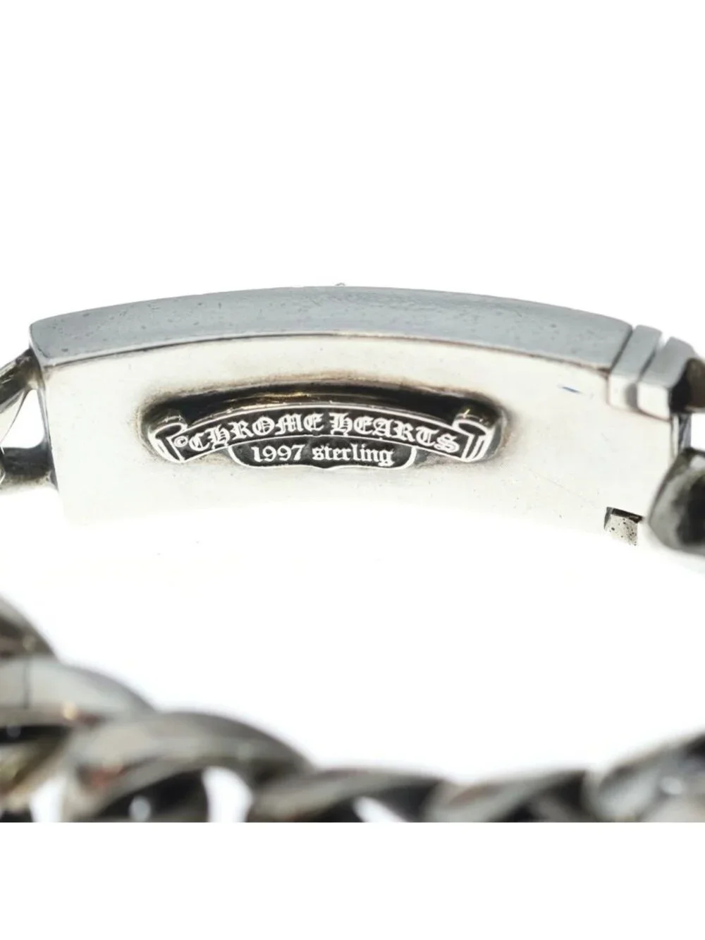 Chrome Hearts ID Floral Crs Cross ID Classic Link Bracelet Silver